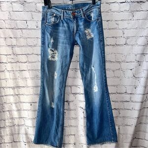 A/X Armani Exchange Women’s Mid Rise Distressed Boot Cut‎ Jeans Size 2 Short